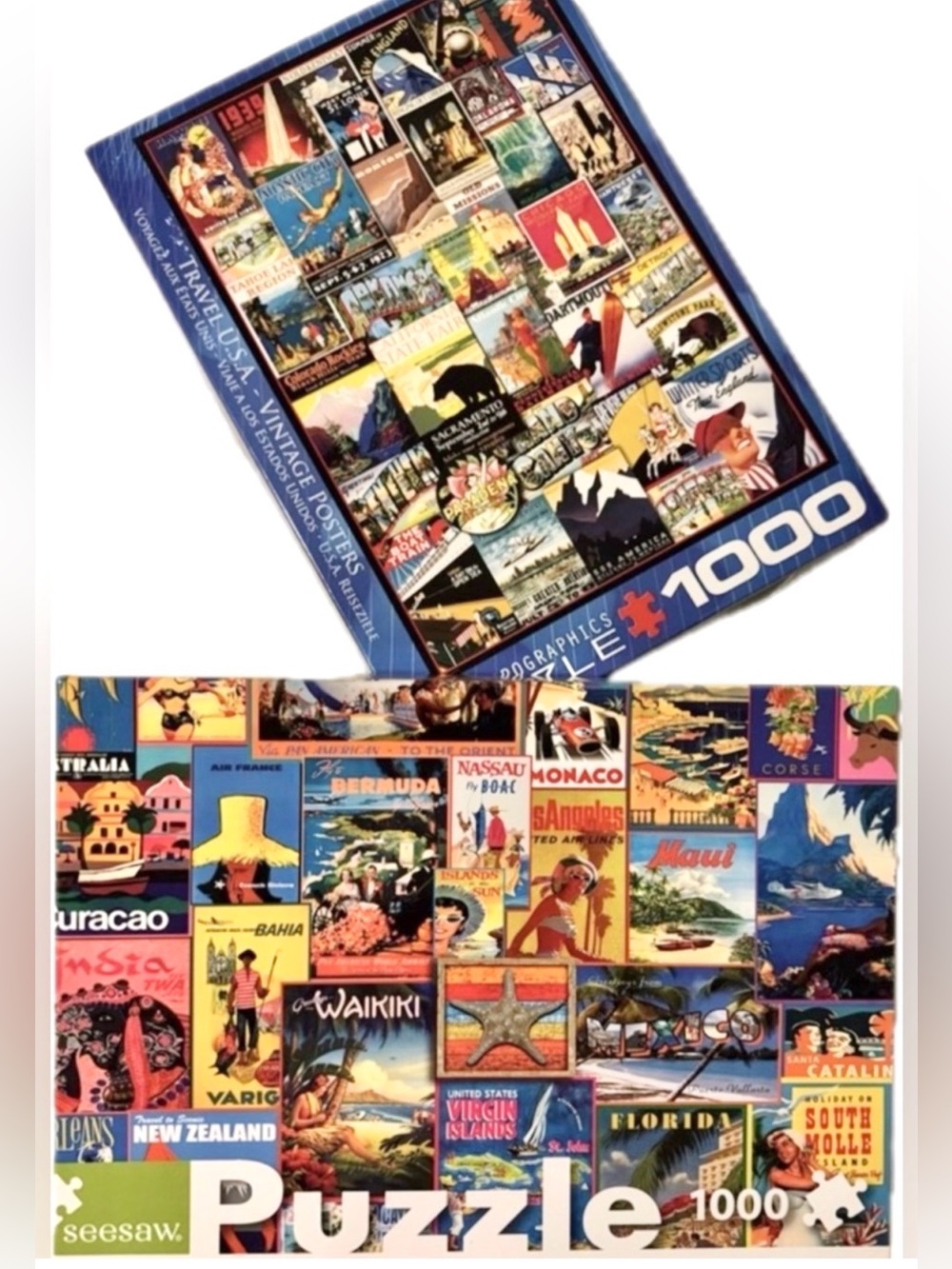 Vintage Travel & Exotic Destinations Jigsaw Puzzles 2-1000 pcs